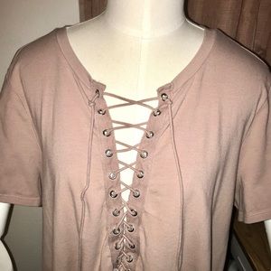 Pink lace up top